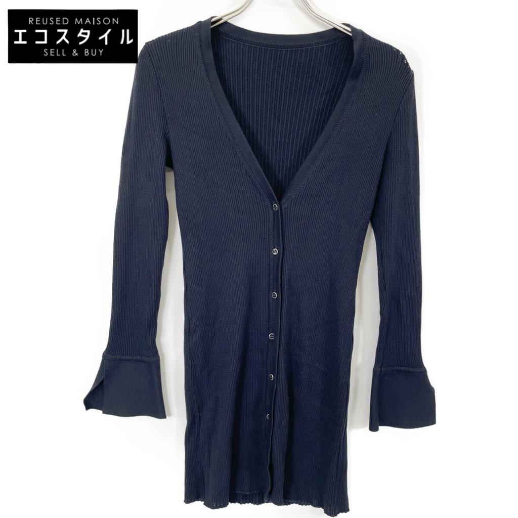 FOXEY 41219 Navy V-neck Long Cardigan tops 38 NavyUsed