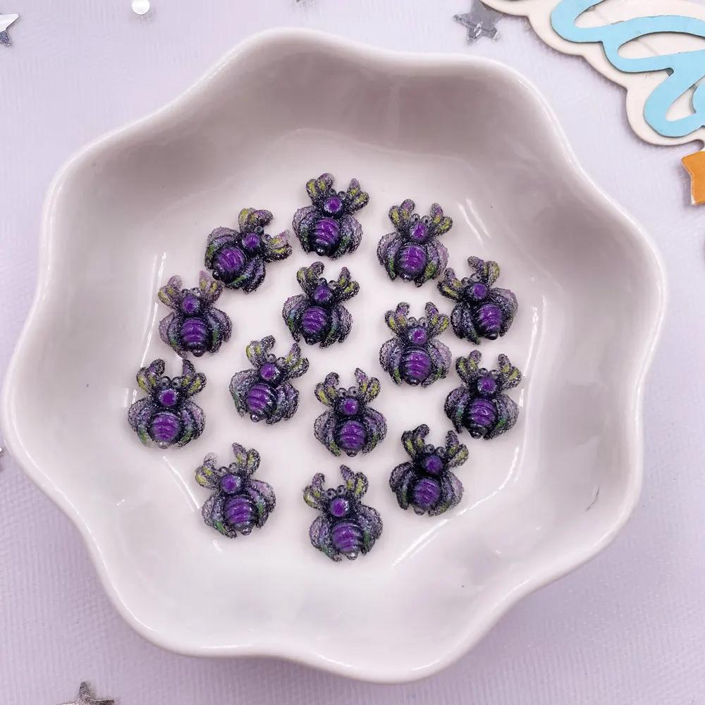 30 szt. Brokatowa żywica Kolorowe Kreskówkowe Pająki Nail Art Mini Figurki Flatback DIY Cyrkonie Scrapbook Biżuteria Akcesoria