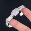 Birthday Gift For Her Natural Rose Quartz Gemstone Bangle Adjustable 925 Silver