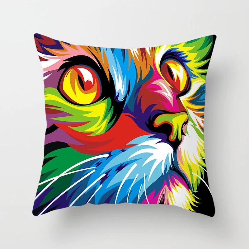 

Диванная подушка, животное, картина маслом, наволочка, цифровая печать, домашний декор, абстрактное искусство 50x50cm