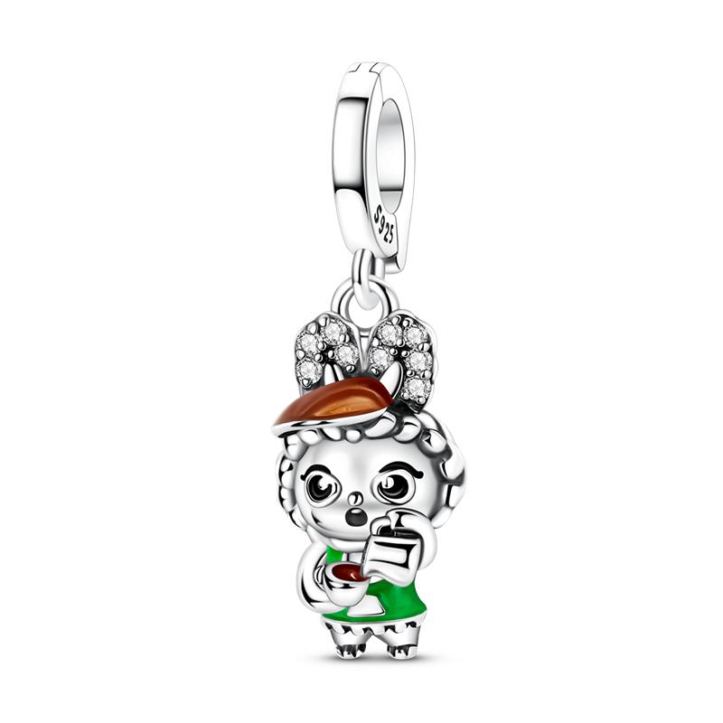 925 Silver Cartoon Doll Theme Series Pendants Bear Piggy Wizard Dwarf Charms Fit Original Bracelet Necklace Jewelry