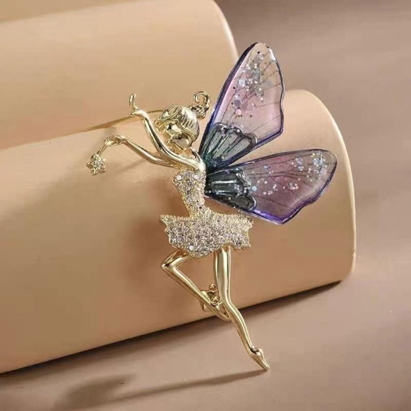 rhinestones Butterfly  Brooch Lapel Pins Ballet Dancer Brooches Clothing Pins Birthday Gift for Women Teen Girls
