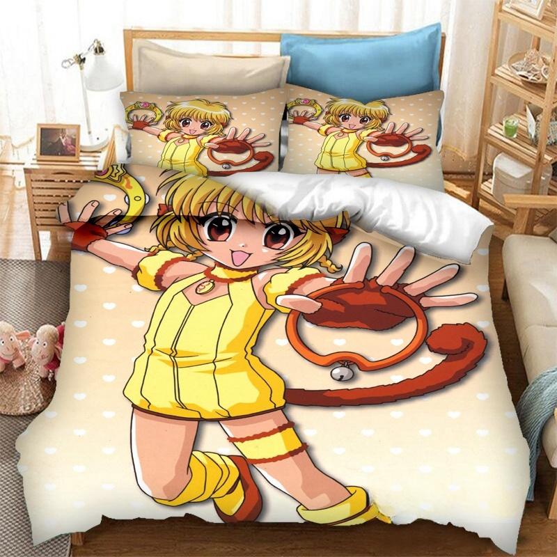 3D Printing Anime Tokyo Mew Mew 3D Print Bedding Set Duvet Covers Pillowcases One Piece Comforter Bedding Sets Bedclothes Bed
