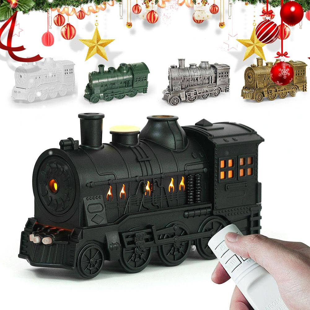 300ML Remote Control Retro Steam Train Flame Aromatherapy Essential Oil Diffuser Humidifier  Double Nozzle Jellyfish Style Spray