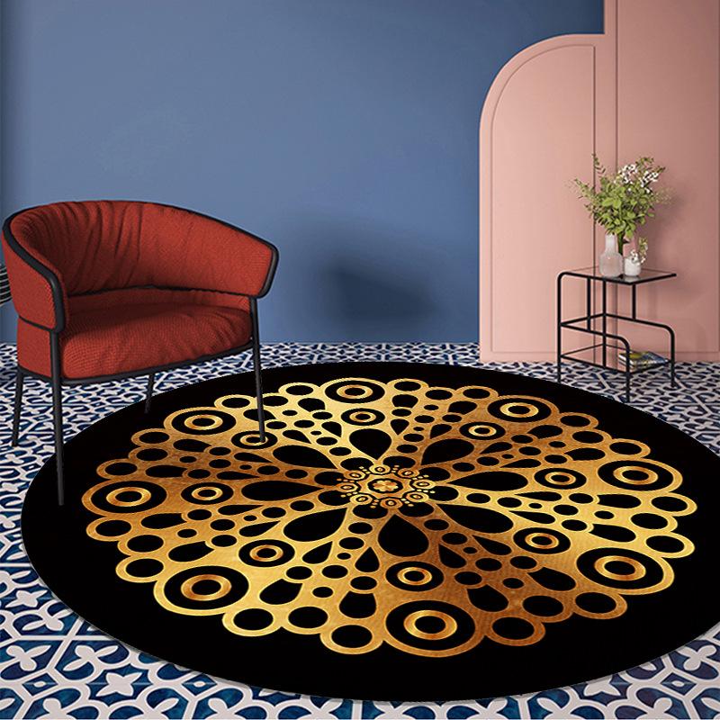 

Circular Carpet Living Room Coffee Table Mat Bedroom Carpet Flower Circular Floor Mat Hotel Homestay 80*80cm