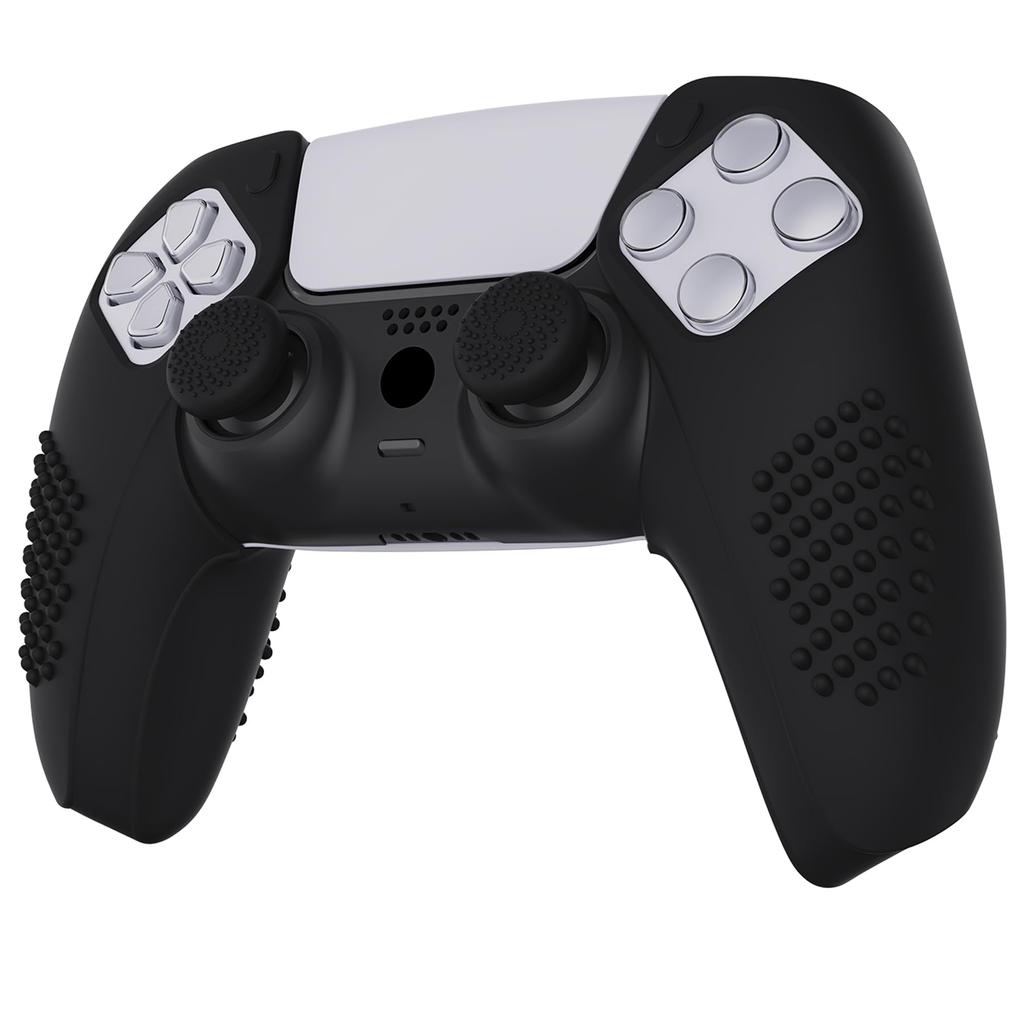 PlayVital Controller PS5 Ergonomico Morbido Silicone Design Diviso per Presa Include Tappi per Stick Analogici per PS5 Compatibile con Dock di Ricarica