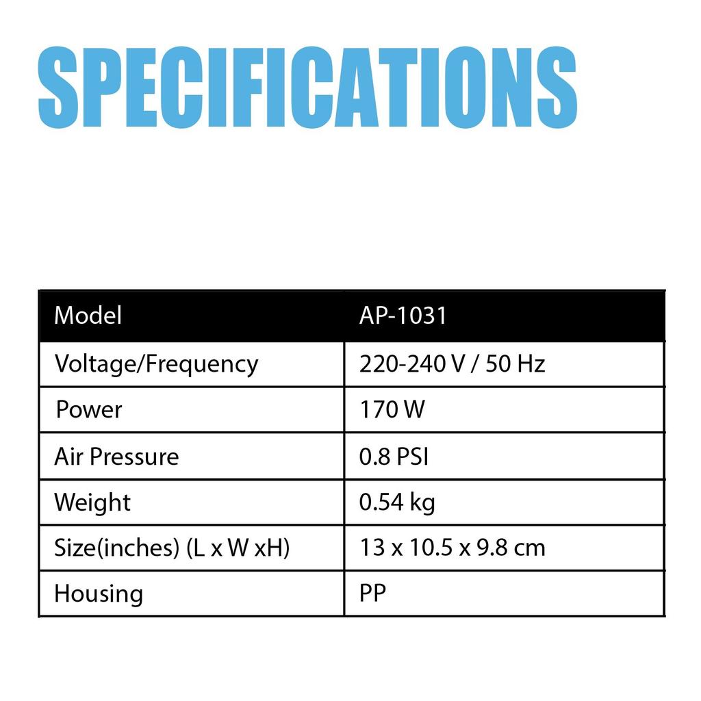 XPOWER AP-1031 Multifunktions-Schnellaufblas-Luftpumpe tragbare elektrische Pumpe UK