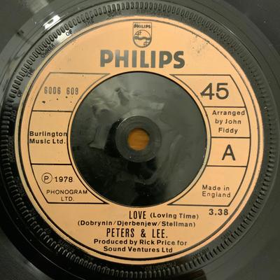 7-Zoll Schallplatte PETERS & LEE - Love (Liebende Zeit) 6006609 Philips 1978 UK Pop Gebraucht