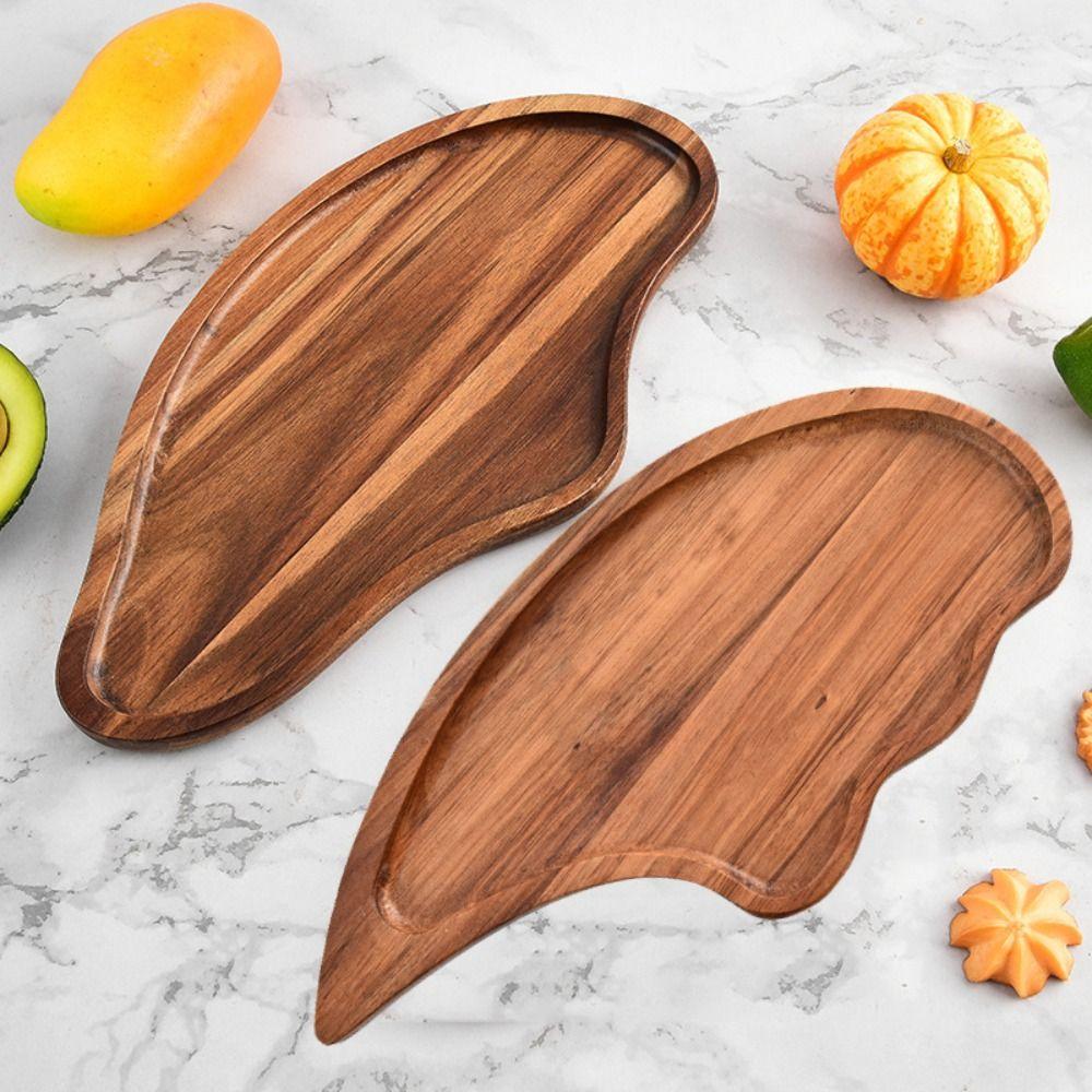 

Irregular Japanese Solid Wood Plate Unique Snack Plate Creative Wooden Tray Dessert S
