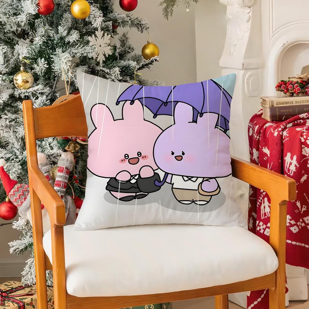 Cartoon AAsamimichan Cute Bunny Singer Pillow Case Silky Short Plush With Invisible Zipper Dustproof Sofa Cushion Cover