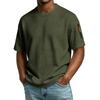 Haut d'été pour homme à col rond et fente à l'ourlet Chemise décontractée de sport à manches courtes pour homme