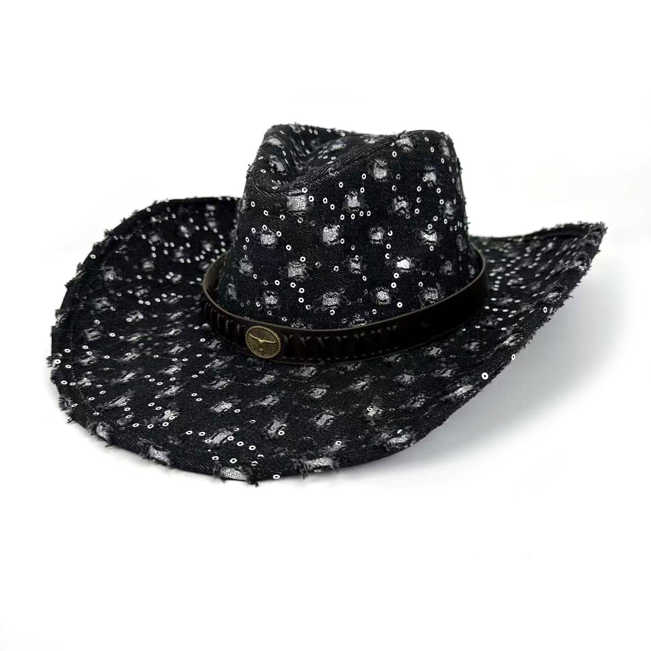 

Wind Hole Cowboy Rider Jazz Hat Farm Shade Western Cowboy Hat Party Orgy Top Hat M（56-58cm） чорний