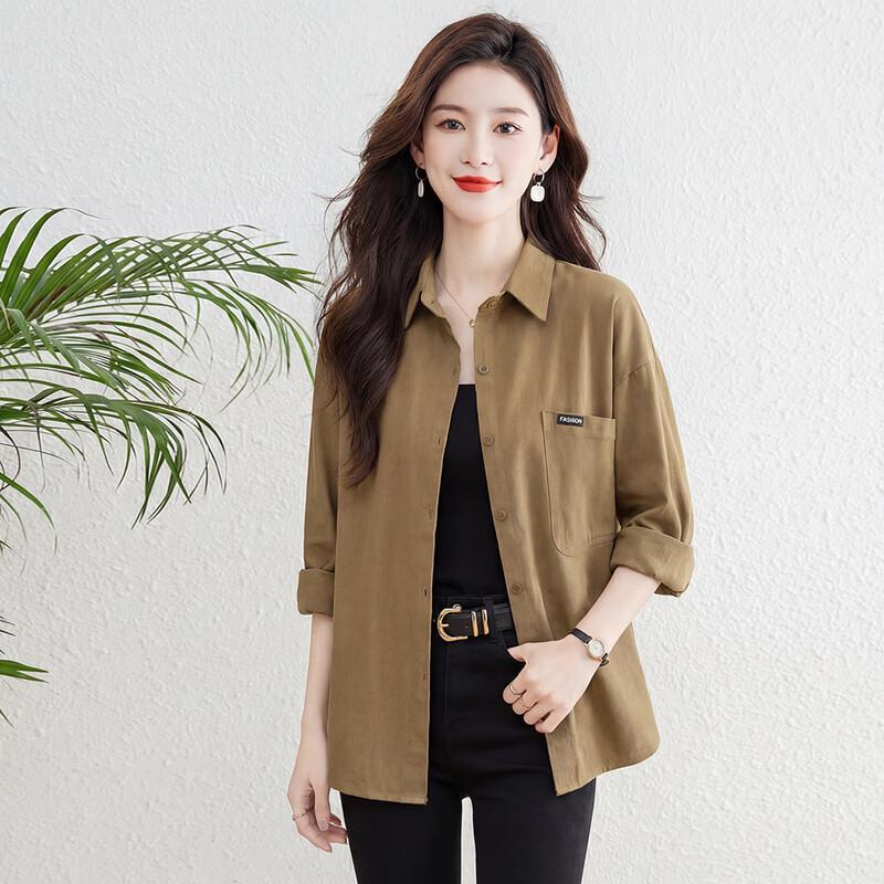 Women s Loose Fit Lapel Button-Down Shirt XL