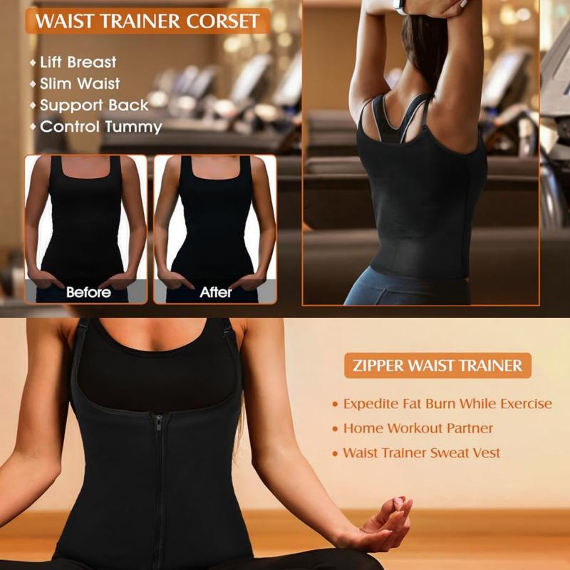 Zippered Women's Body Shaping Tummy Control Waist Corset Neoprene 3-Layer Patch Sweat-wicking Vest Shapewear