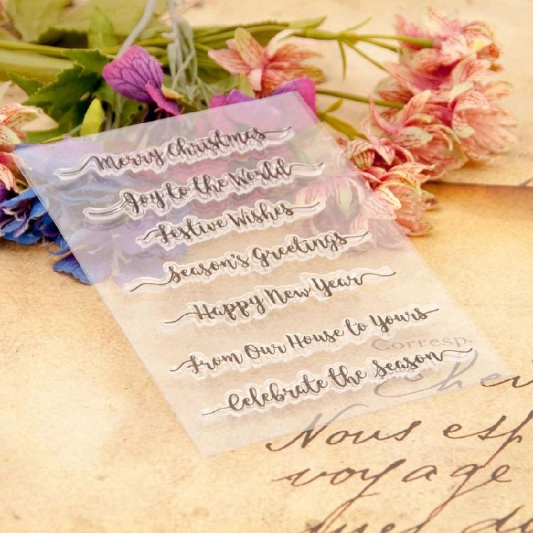 Blessing Word Transparent Stamp Clear Stamp Seal Happy New Year Silicone Stamp for Photo Scrapbooking Decorations