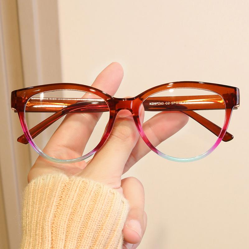 Triangular cat eye color matching flat mirror new glasses frame personalized ins concave shape European and American street shot glasses frame