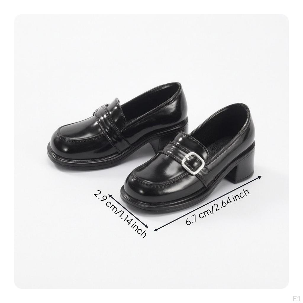 Doll Loafers with Buckle 1/4 Scale BJD Shoes Pull On Black a