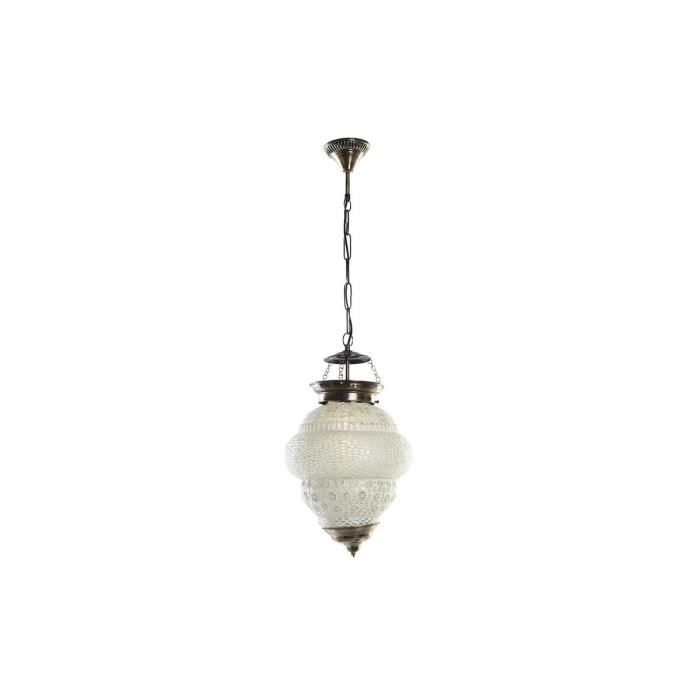 Suspension - Design Arabe - Verre et Métal - Blanc - 25W - 23x23x33cm