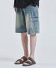 VTWO Elastic Cargo Bermuda Denim Pants (Sand Blue)