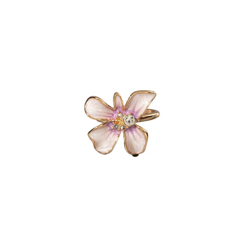 Camellia Flower Flower Ring Dripping Oil Korean Style Enamel Finger Ring Baroque Rhinestone French Irregular Ring Jewelry