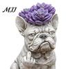 Small Plant Pot Bulldog Dog Planter Funny Middle Finger Resin Flower Cute Whimsical Container Animal Shaped for Home Office Desk Garden Decor