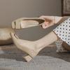 Leather thick heel single shoes women's new versatile temperament medium heel shallow mouth mother shoes French professional high heels