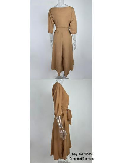 Spring Women's Elegant One-Shoulder Dress with Cinched Waist