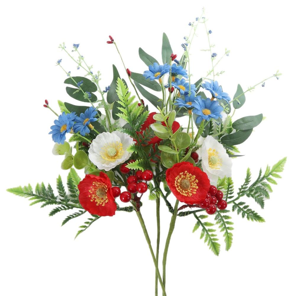 Red, White, And Blue Silk Floral Stems Patriotic Floral Accents For Events Artificial Flowers Berry And Eucalyptus Accents