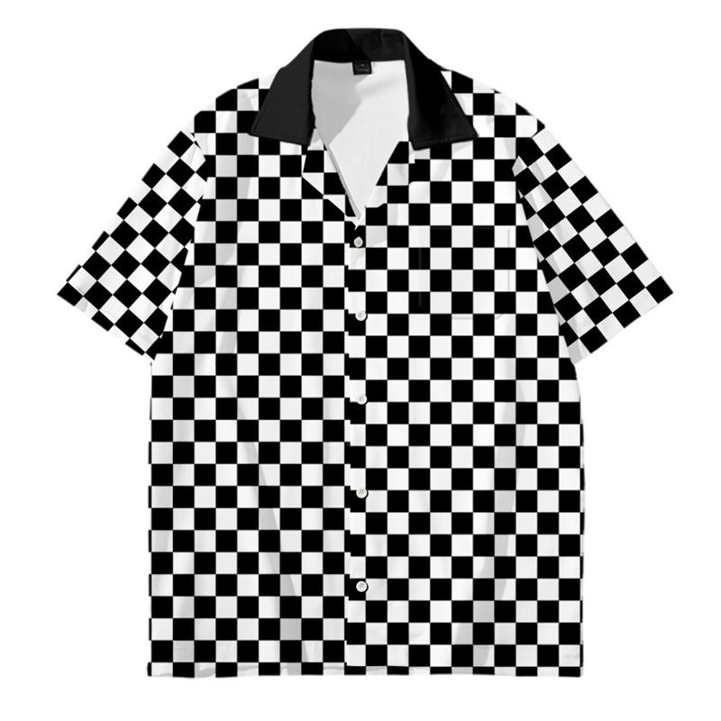 Mens Designer Clothes Black And White Dot 3d Print Shirts Summer Travel Hawaii Beach Hawaiian Harajuku