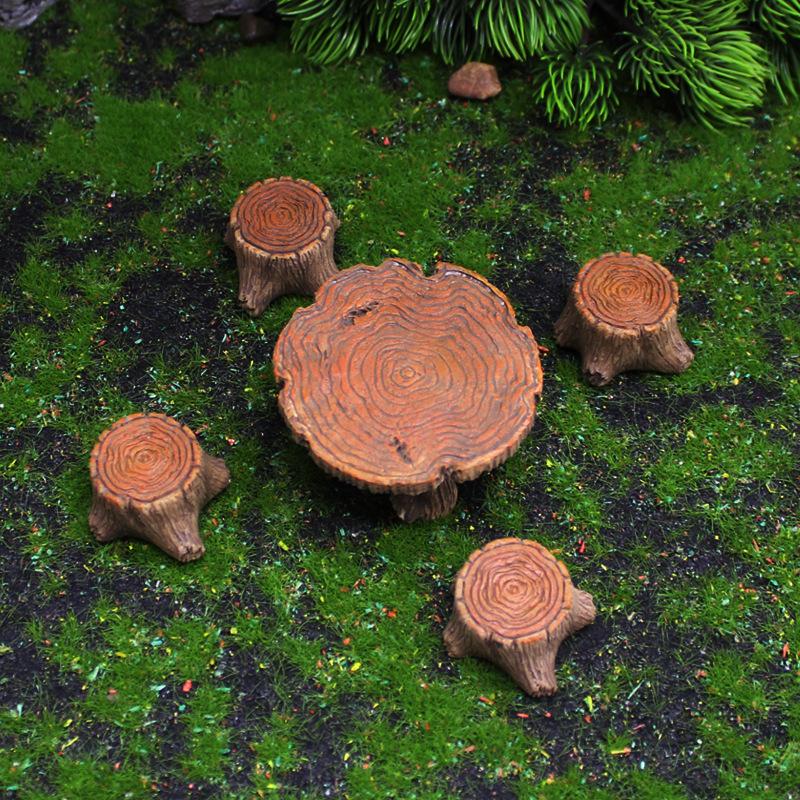 

1set/5pcs Fairy Garden Attachments Outdoor Miniature Table & Chairs Kit Mini Furniture Ornaments Micro Landscape Decoration