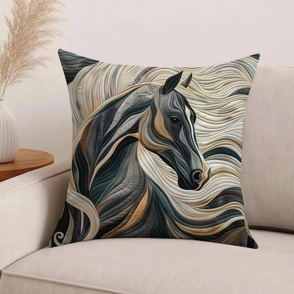 Stylish Horse Art Cool Pillow Case Office Cushions Suitable For Sofa Car Bedroom Decorative Cushion Cover