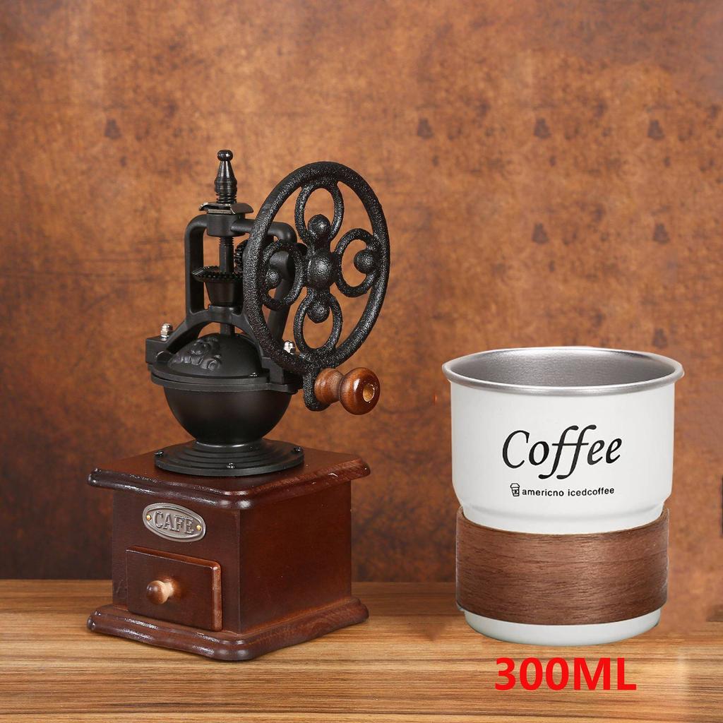 Classical Hand Shake Coffee Bean Grinders Vintage Big Wheel Manual Coffee Machine Cast Iron Vintage Shaker Coffee Grinding Beans