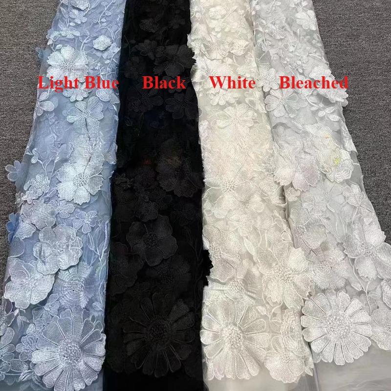 

5yard Design African French 3D Flower with Beads Net Lace Arrival Nice Sequins Embroidery Lace Fabric for Party Evening Dress 5yard чёрный
