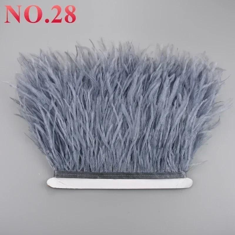 Feather10Meters Ostrich Feathers on Ribbon Tape 10-15cm 4-6" Feather Trim Boa for Clothes Sewing Trimmings Fringe Manmade Decorations