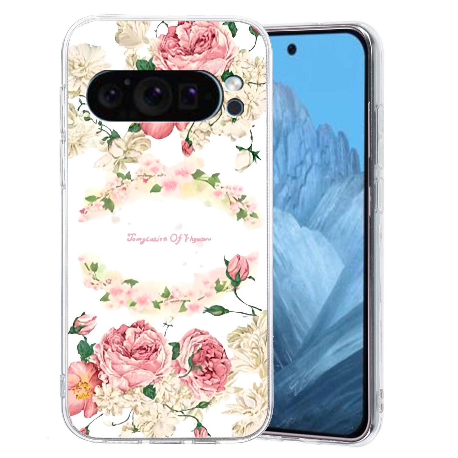 

For Google Pixel 9 Case Printed Pattern TPU Phone Cover Scratch-resistant Rose