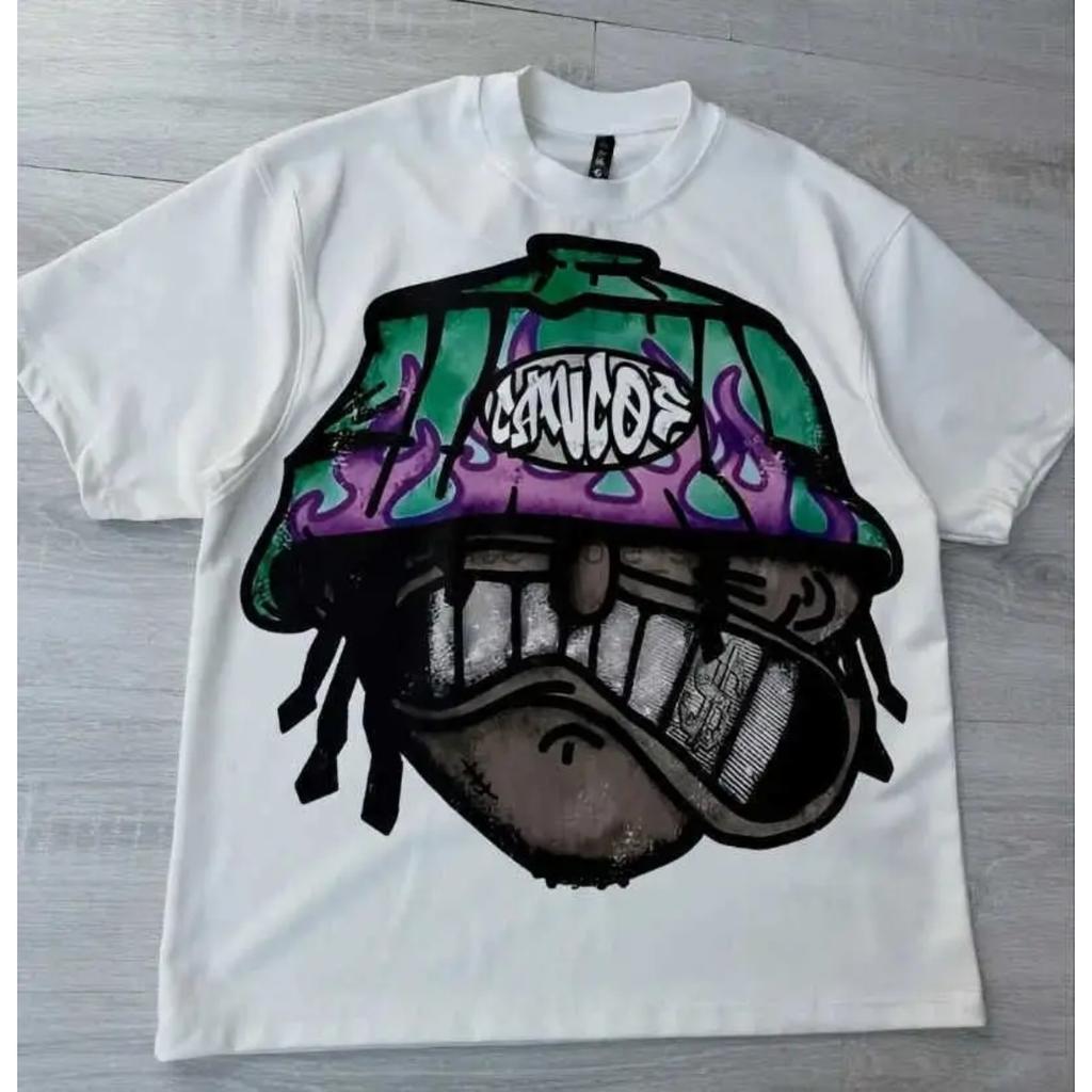 STREETRICH Y2k Harajuku Streetwear Men and Women Short Sleeved Fashion New Cartoon Print Design Shirt Retro Hip Hop Trend Oversized T-Shirt