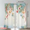 2pcs 2D flat printing Merry Christmas Curtains Christmas Holly Garland Ornaments Digital Printed Polyester Drapes Festive