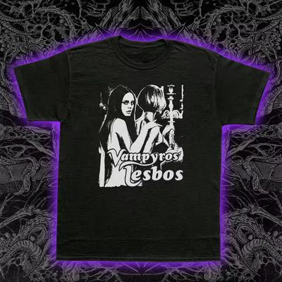 Vampyros Lesbos T-Shirt 1971 Cult Vampire Horror Film Graphic Tee Unisex Men's T-Shirt Black Casual T Shirt
