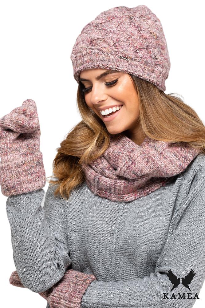 Dakota Set Hat with Warm Neck Warmer Pink