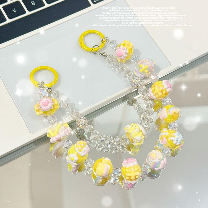 

Double Chain Mobile Phone Strap Beaded Phone Lanyard Cute Bag Pendant Keychain