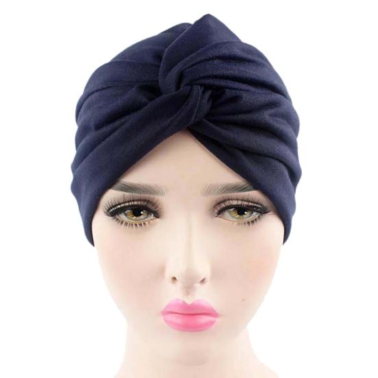 Solid Color Pleated Women Cancer Chemo Hat Beanie Turban Head Scarf Wrap Cap