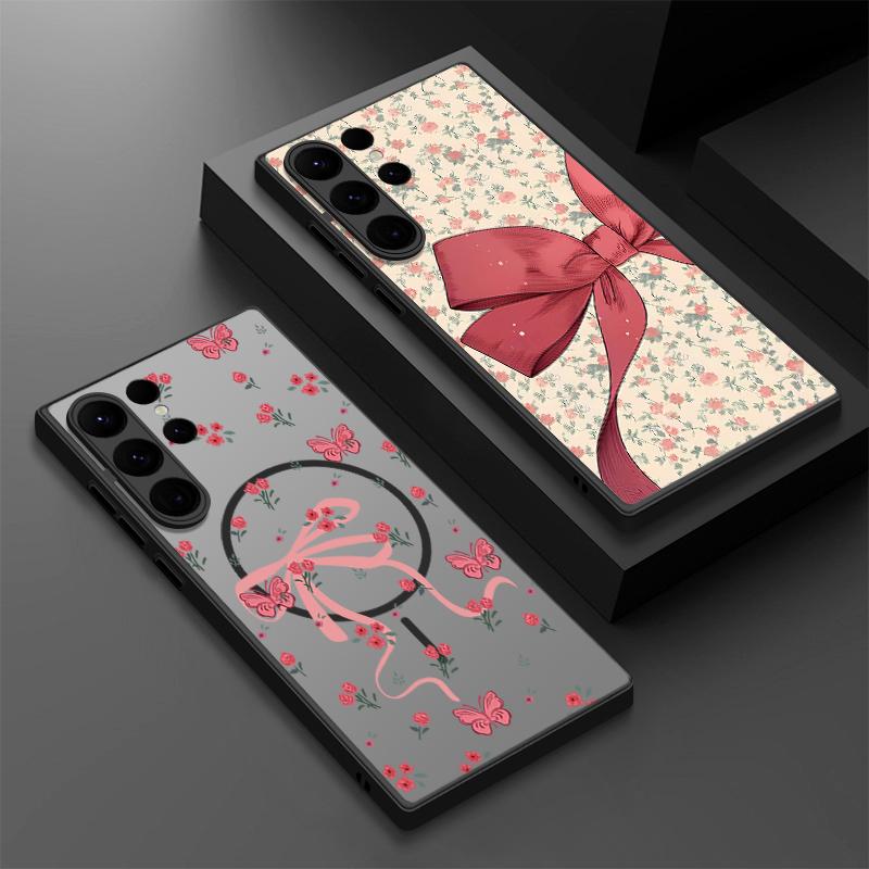 Colorful Bowknots Pattern Case For Samsung Galaxy S26 Ultra S25 Edge S24 Plus S23 S22 S21 FE Magnetic For Magsafe Matte Cover