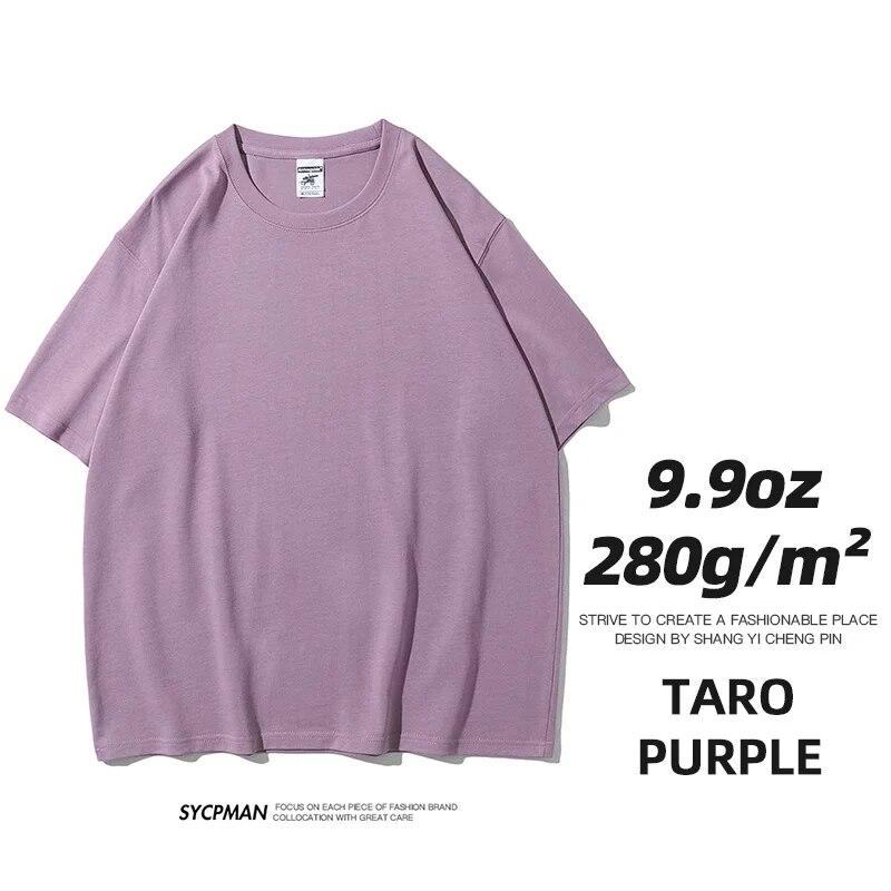 280 Grams Heavy T-shirt 9.9oz High Qualtity Oversized for Men Short Sleeve Tee Cotton Solid Color Trend Leisure