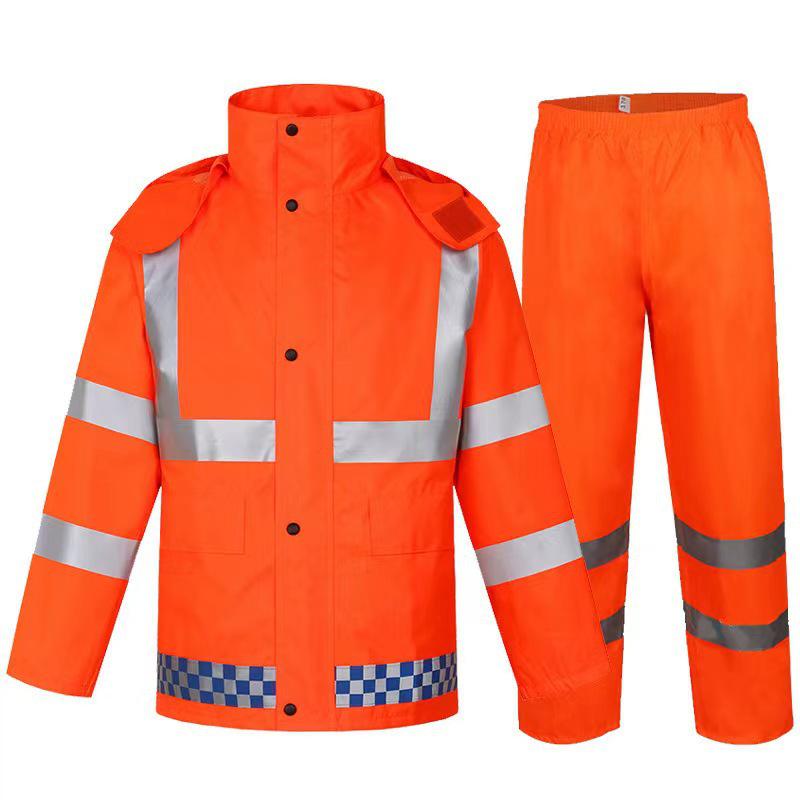 High-Visibility Raincoat & Pants Set for Traffic Safety & Rescue Duties