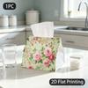 1pc Rococo Style Tissue Box Holder with Pink Roses - Elegant Suitable for Dining Table Decor, Polyester Tissue Dispenser, Compact Tissue Holder, Table
