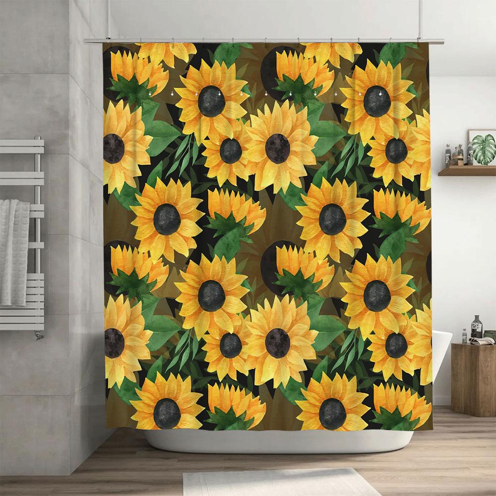 Brighten Up Your Shower Space With This Vibrant Sunflower Print Bath Curtain Decorate Now!