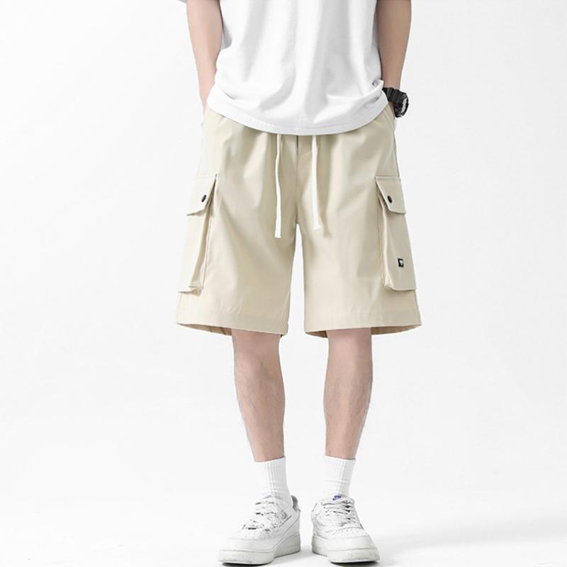 Herren Sommer Dünne Schnelltrocknende Mehrfach-Taschen Einfarbig Werkzeug-Shorts Herren Japanische Locker Übergröße Fünf-Punkt-Hose