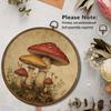 Qskjre Vintage Mushroom Wall Art Decor, Cottagecore Rustic Mushroom Floral Round Wood Framed Canvas Picture Wall Art, Fall Botanical Hanging Prints