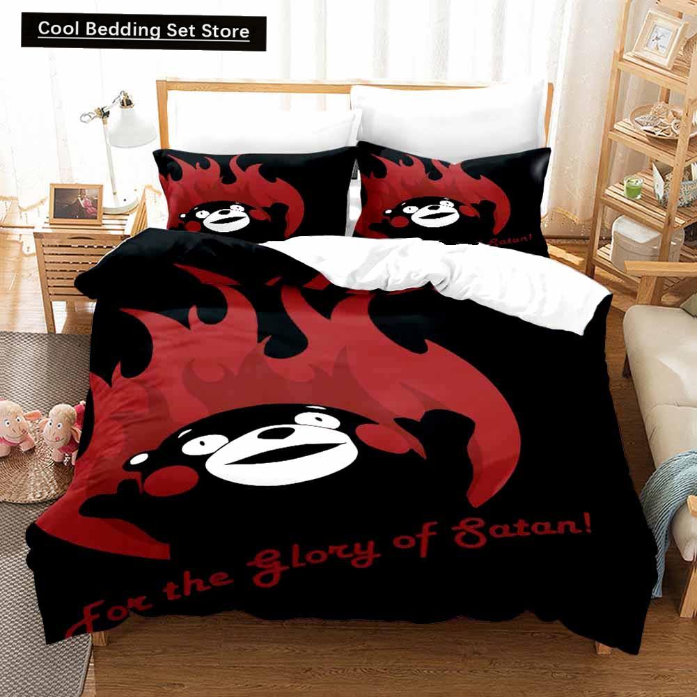 3D Print Kawaii Cartoon Comics Kumamon Bedding Set Double Twin King Duvet Cover Comforter Pillowcase Boys Girls Adults Bedroom