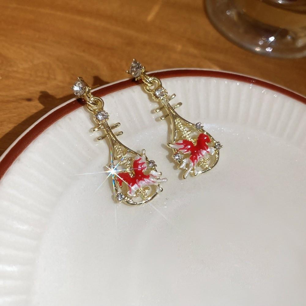 Fashion Jewelry Chinese Style Pony Earrings Rhinestone Drop Earrings New Year Horse Earrings  Woman